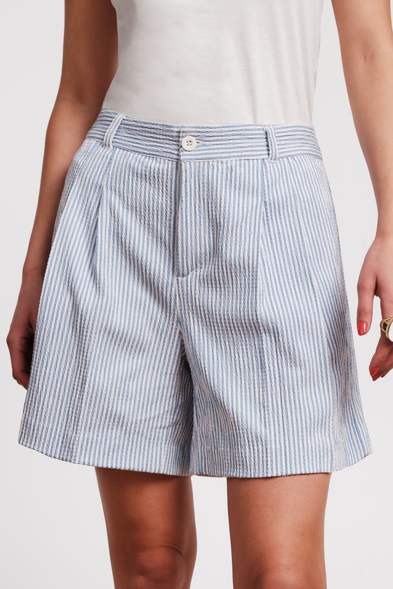 Benny Short Stripe Seersucker, Main, color, Light Blue/White