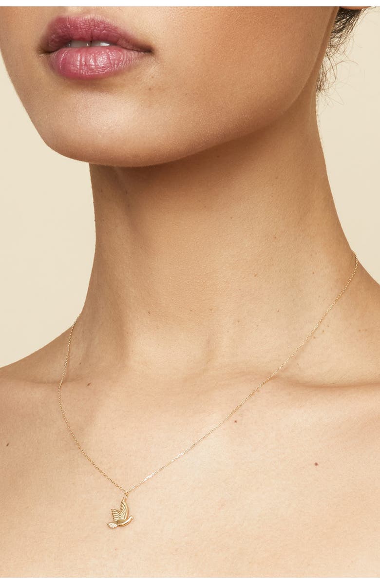 Oradina 14K Yellow Gold Freedom Dove Necklace, Alternate, color, Yellow Gold