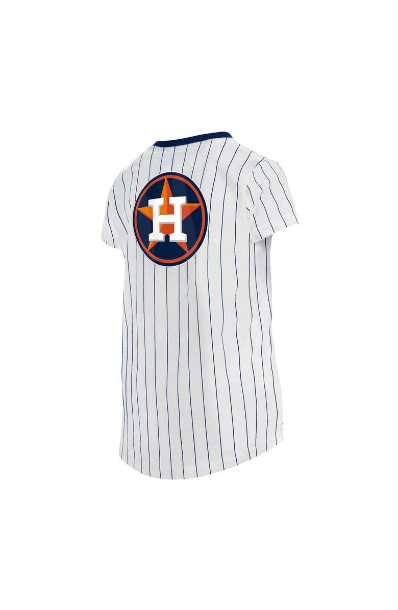 New Era Girls Youth New Era White Houston Astros Pinstripe V-Neck T-Shirt, Alternate, color, 