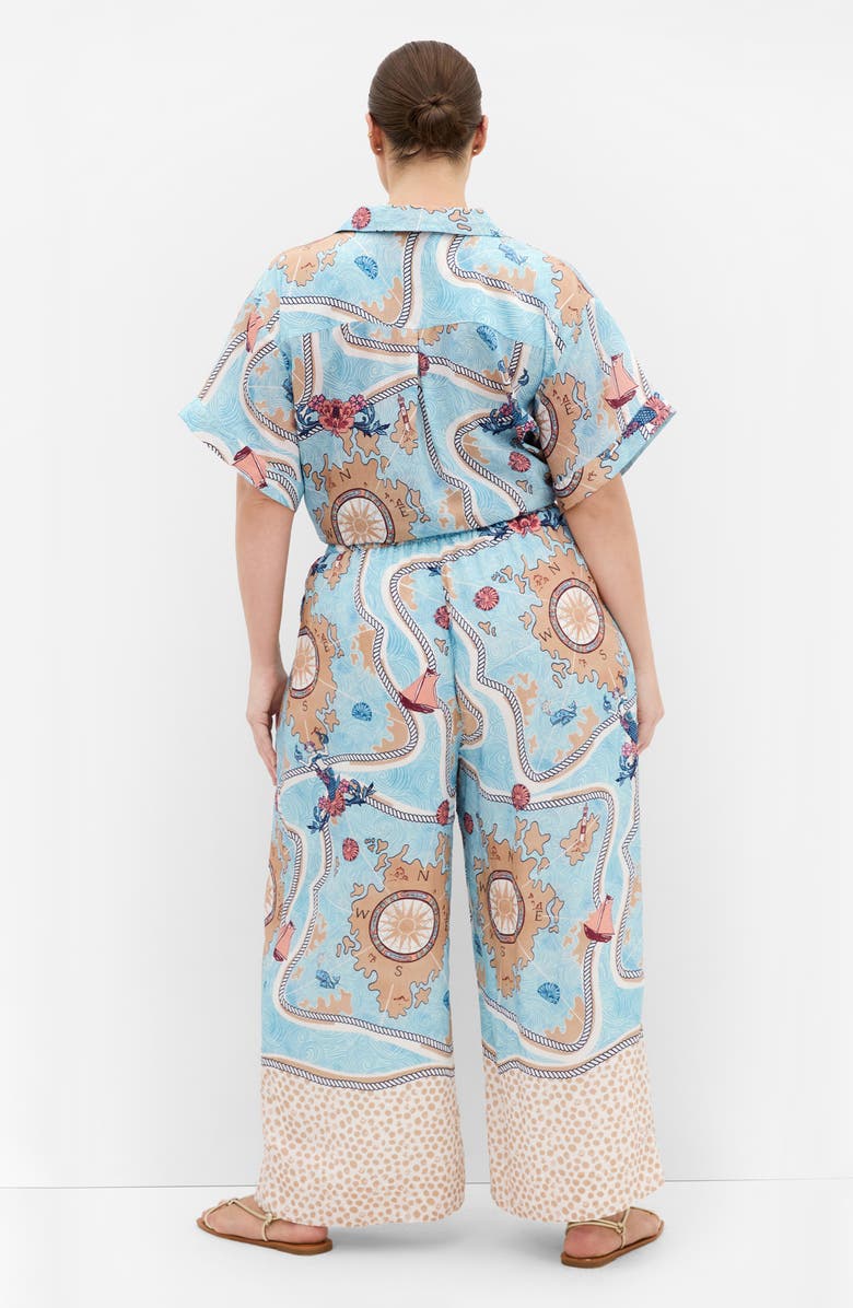 City Chic Postcard Print Pants, Alternate, color, Voyage Print