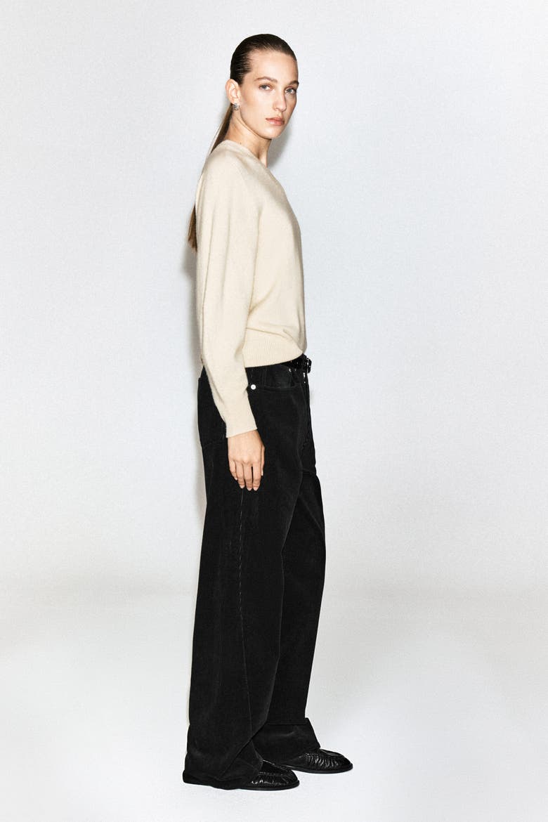 Facade Corduroy Straight-Leg Jeans, Alternate, color, BLACK