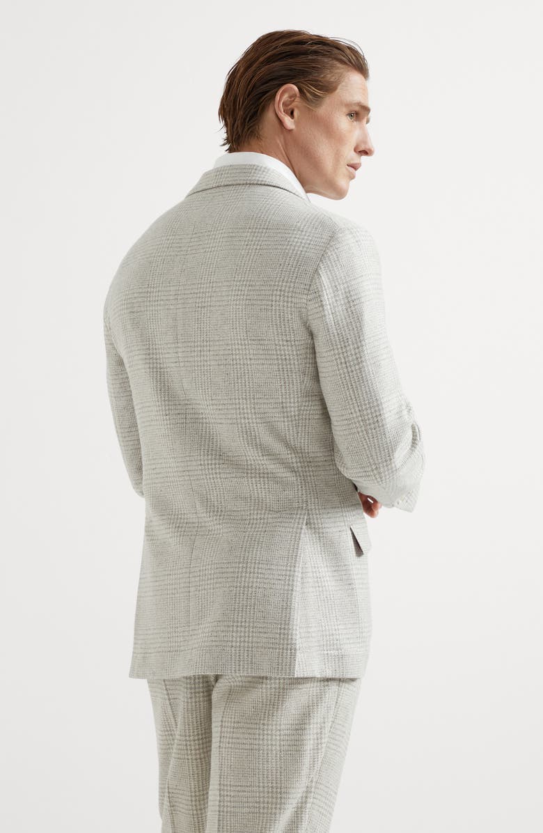 Brunello Cucinelli Comfort wool, silk and cashmere Prince of Wales deconstructed Cavallo blazer, Alternate, color, 
