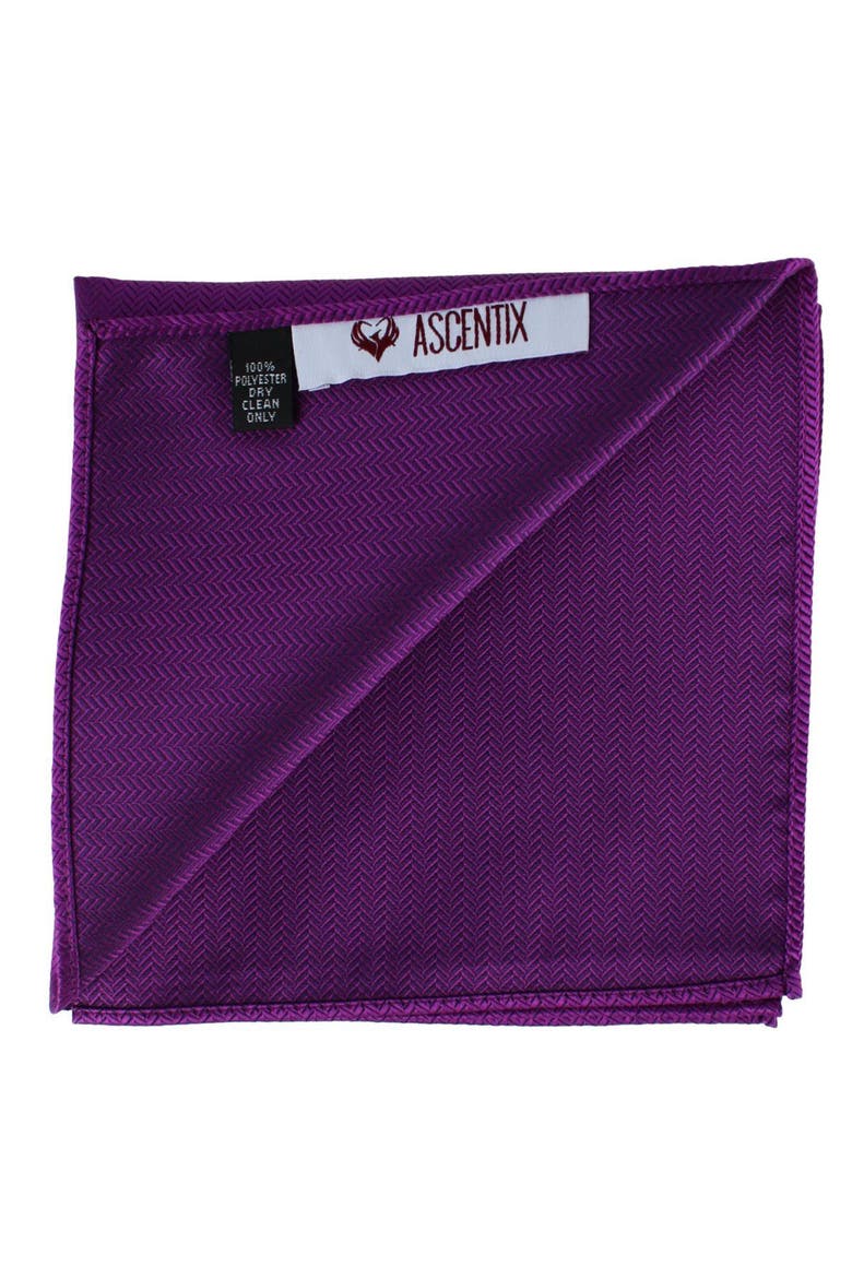 Etched Herringbone Twist Pocket Square, Alternate, color, Purple