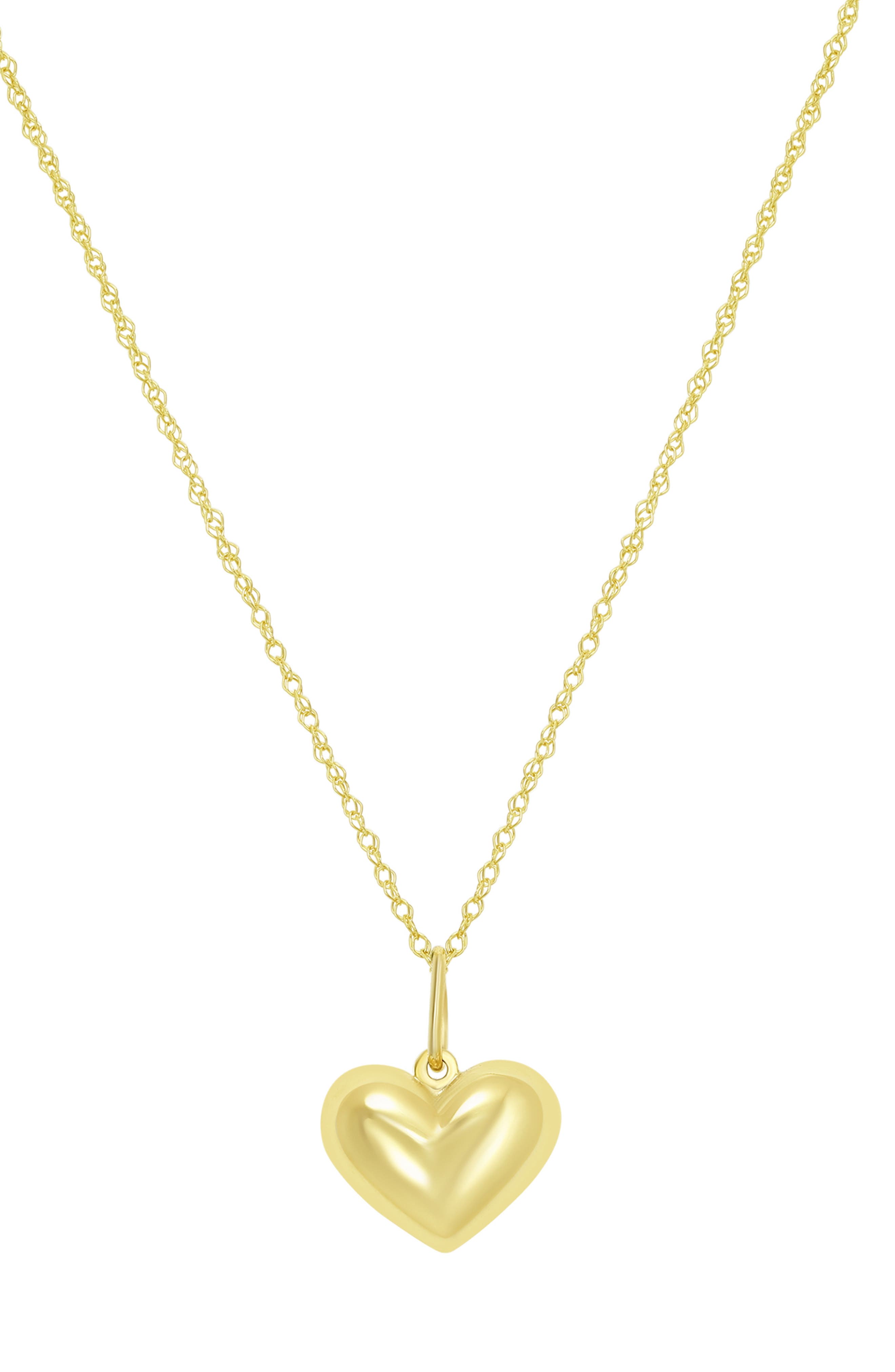 10k Gold Puffed Heart Pendant Necklace