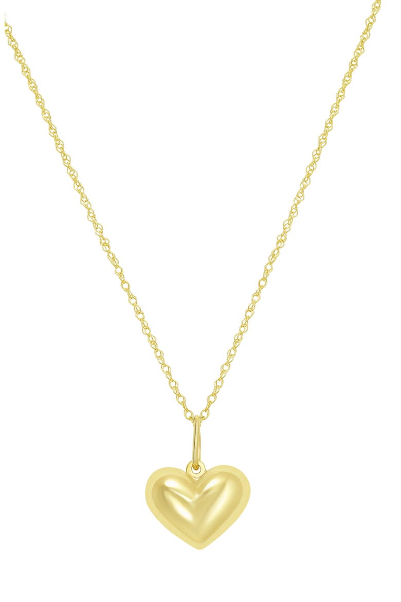 10k Gold Puffed Heart Pendant Necklace, Main, color, GOLD