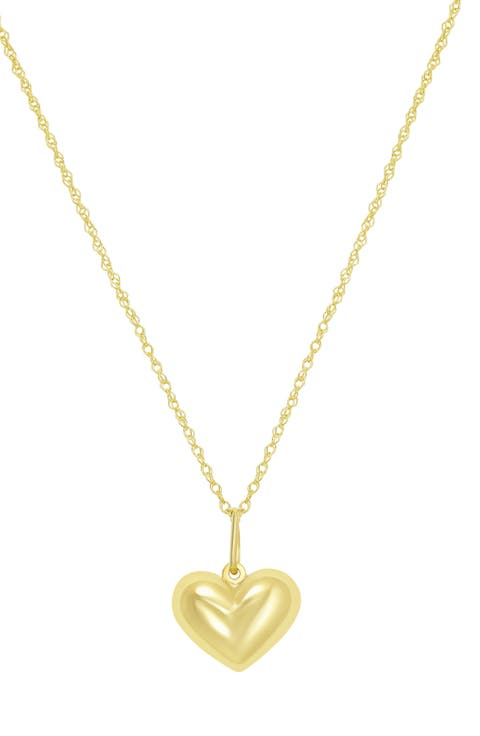10k Gold Puffed Heart Pendant Necklace