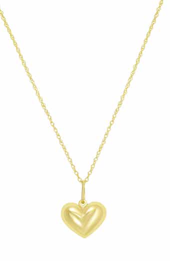 10k Gold Puffed Heart Pendant Necklace