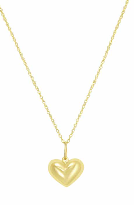 10k Gold Puffed Heart Pendant Necklace