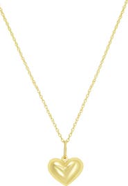 CANDELA JEWELRY 10k Gold Puffed Heart Pendant Necklace