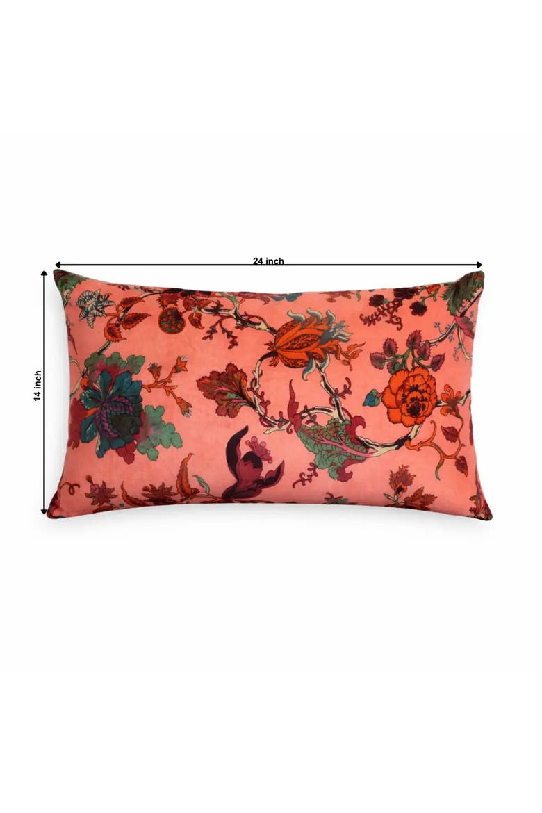Velvet Eden Floral Pillow | Cotton Fabric, Alternate, color, Pink
