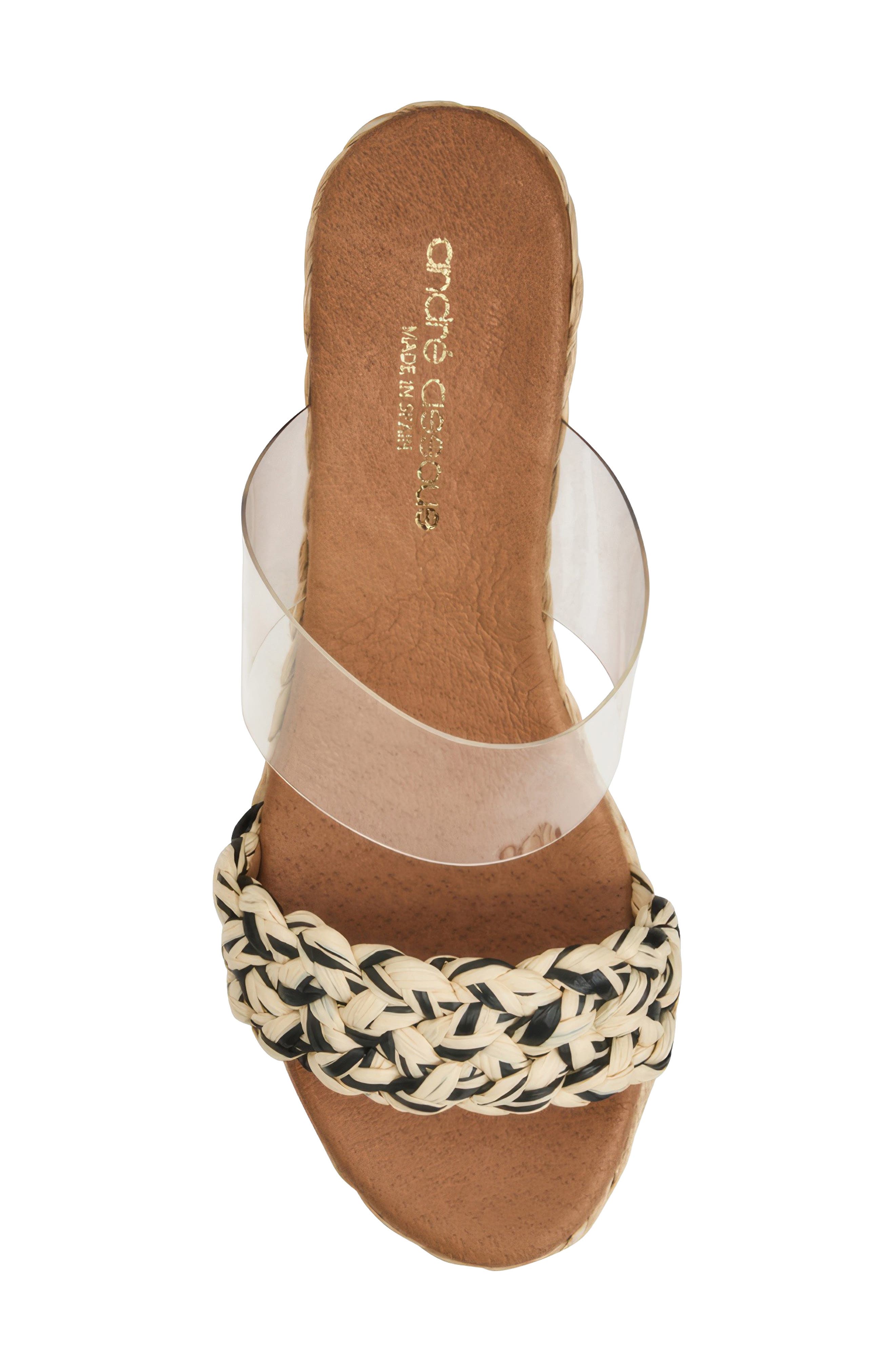 André Assous Anfisa Wedge Sandal, Alternate, color, Clear/Black/Natural