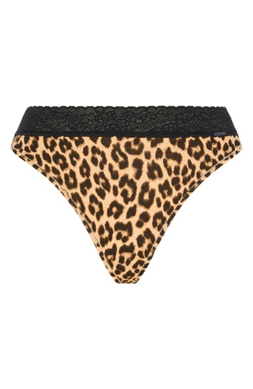 Savage X Fenty Essentials Lace Trim Stretch Cotton Thong In Multi