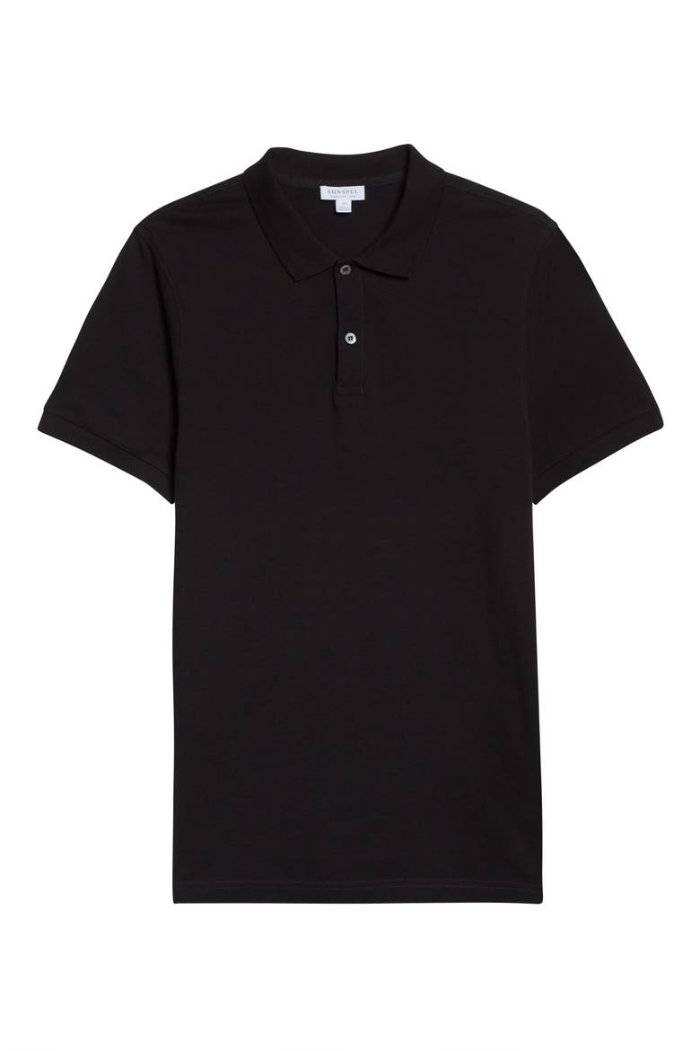 Solid Piqué Polo, Alternate, color, BLACK