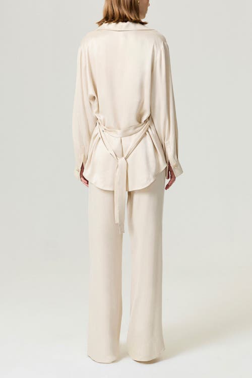 Nocturne Belted Shirt With Statement Buttons In Neutral