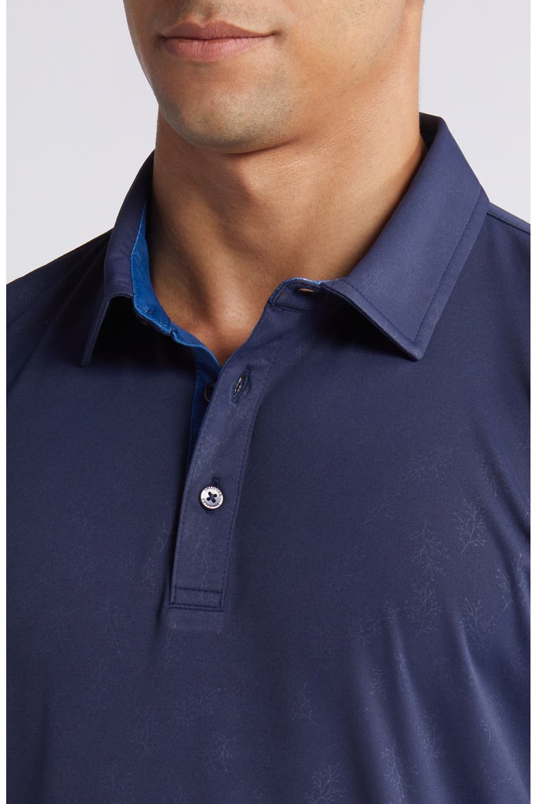Barrett Botanical Print Golf Polo, Alternate, color, NAVY