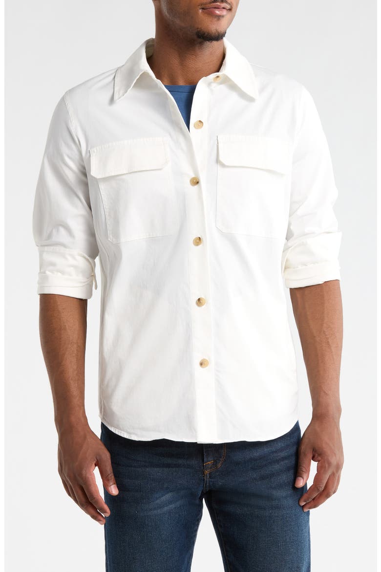 Washed Cotton Blend Shirt Jacket, Main, color, OFF WHITE
