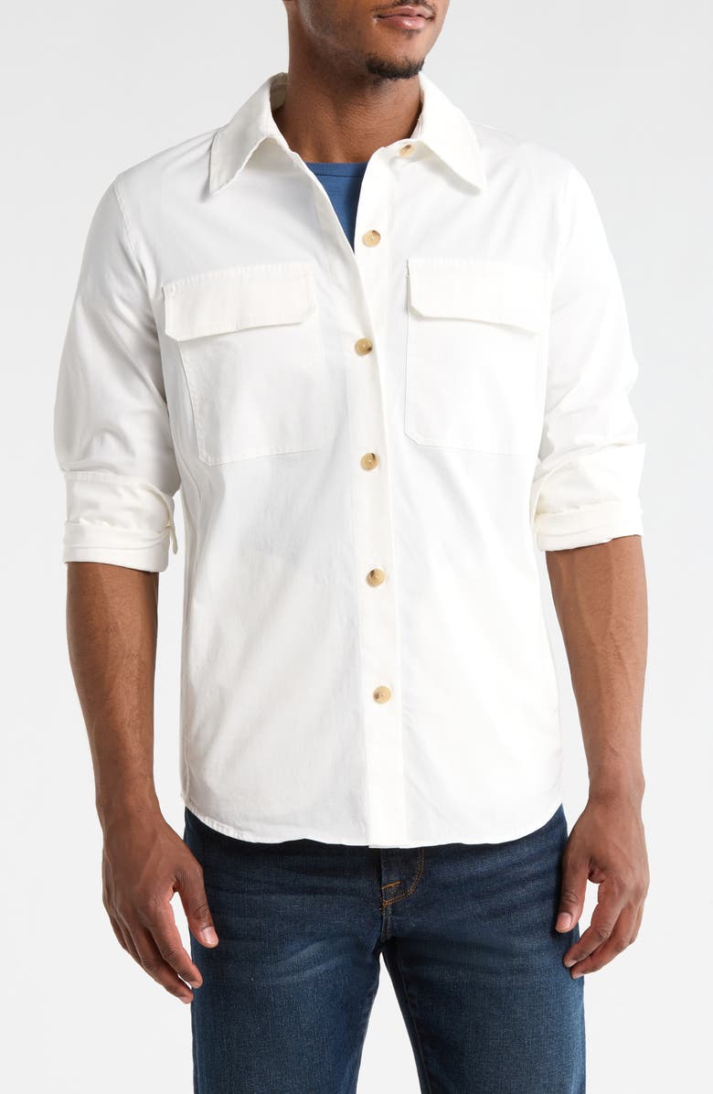 Vince Washed Cotton Blend Shirt Jacket, Main, color, Off White