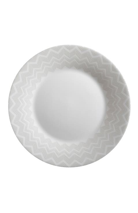 Dessert Plates ZIG ZAG Set of 6  White diam. 8.5"