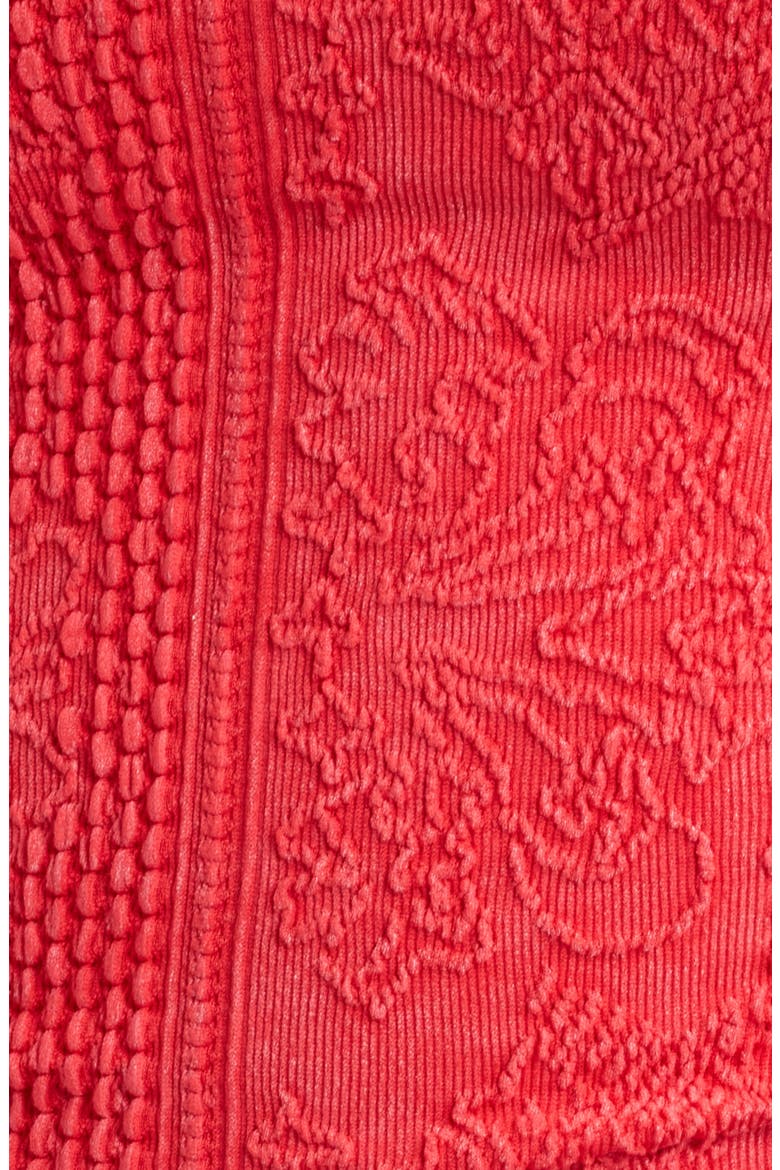 Ruched Tapestry Bandeau Top, Alternate, color, RED
