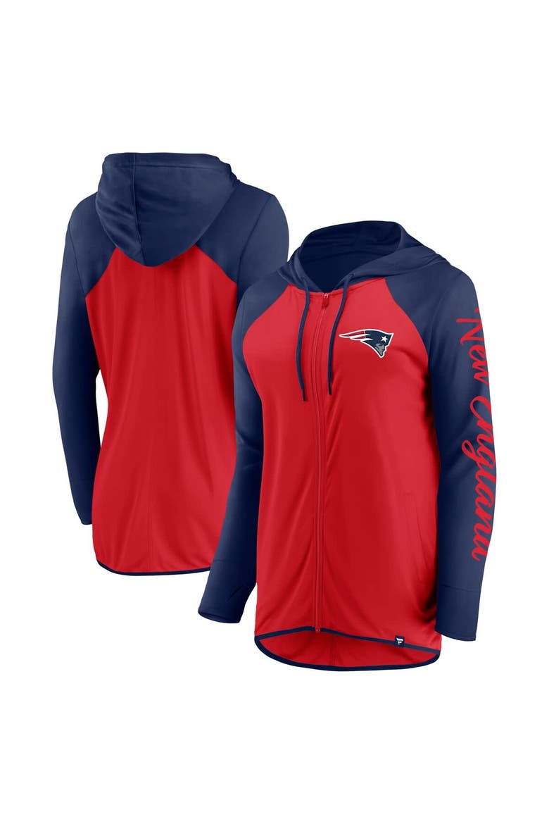 Women's Fanatics Red/Navy New England Patriots Script Full-Zip Hoodie, Main, color, Red