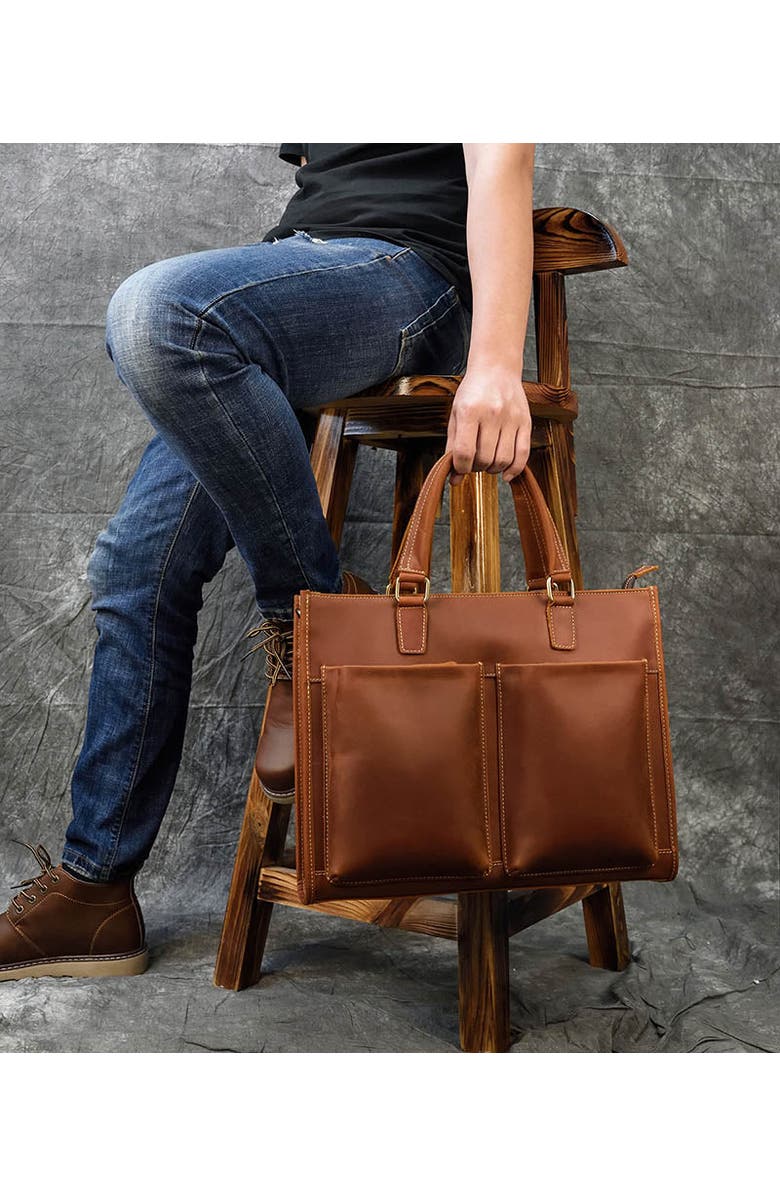 STEEL HORSE LEATHER The Dagmar Leather Briefcase | Vintage Leather Messenger Bag, Alternate, color, Brown