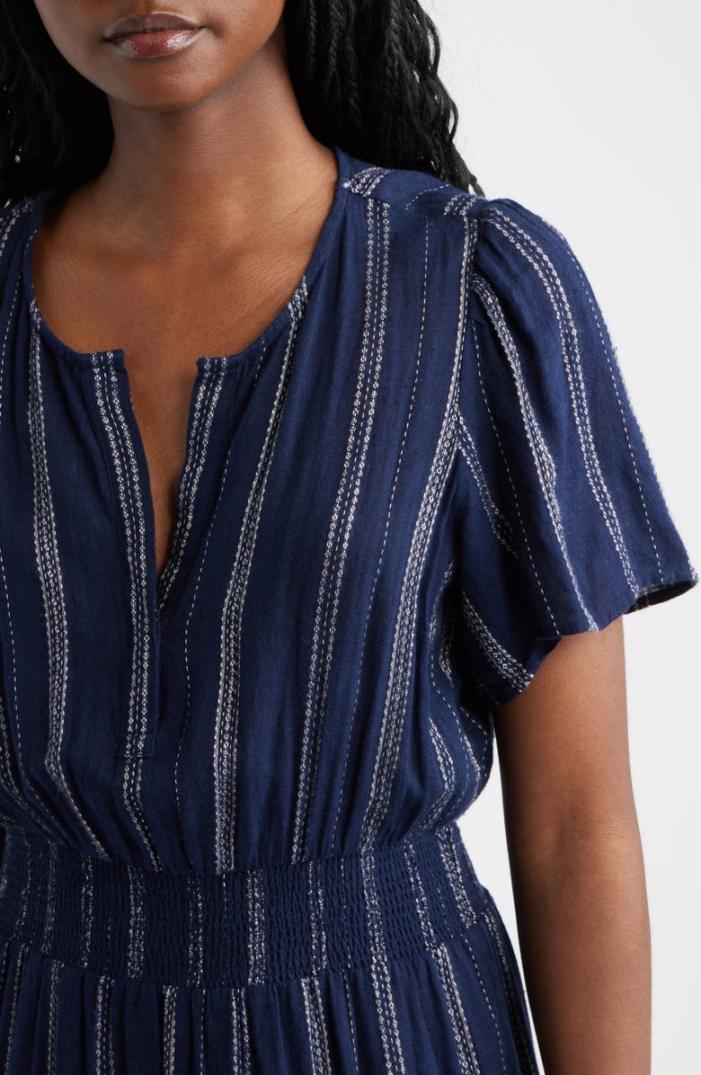 Rails Cannes Stripe Tiered Linen Blend Dress, Main, color, Marina Stripe