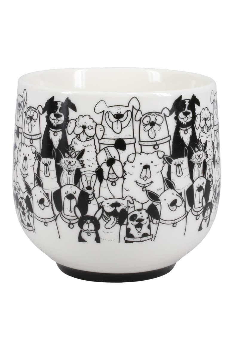 Paws Cafe Set of 4 Porcelain Mugs, Alternate, color, BLACK/ WHITE