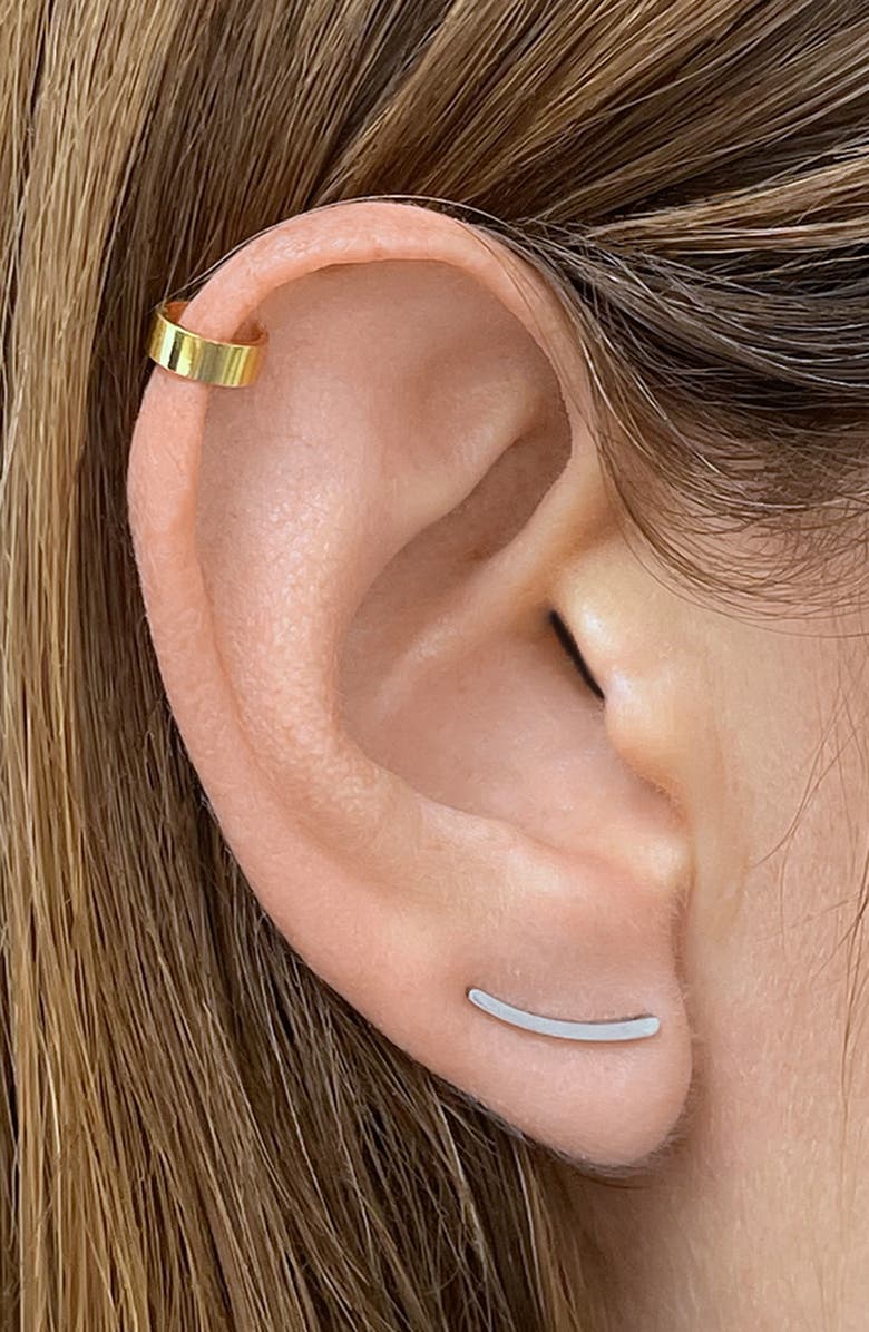 Adornia 14K Yellow Gold Vermeil Stainless Steel Cuff Earring, Alternate, color,