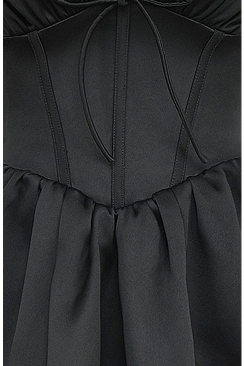 Emmeliette Corset Satin Minidress, Alternate, color, BLACK