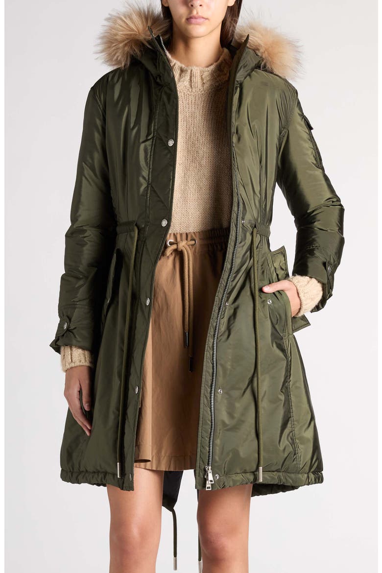 Moustique Long Parka with Faux Fur Trim, Main, color, MILITARY GREEN