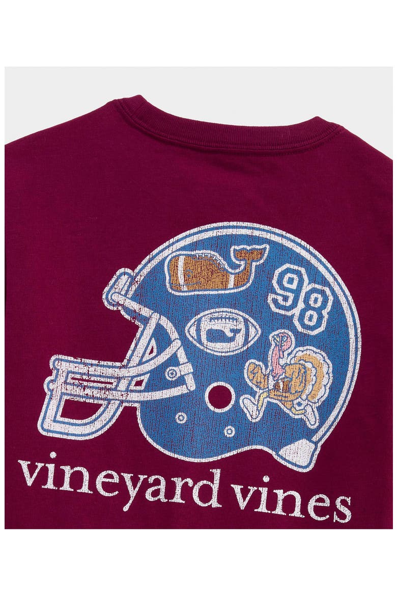 Kids' Sticker Football Helmet Long Sleeve T-Shirt, Alternate, color, COASTAL CRIMSON
