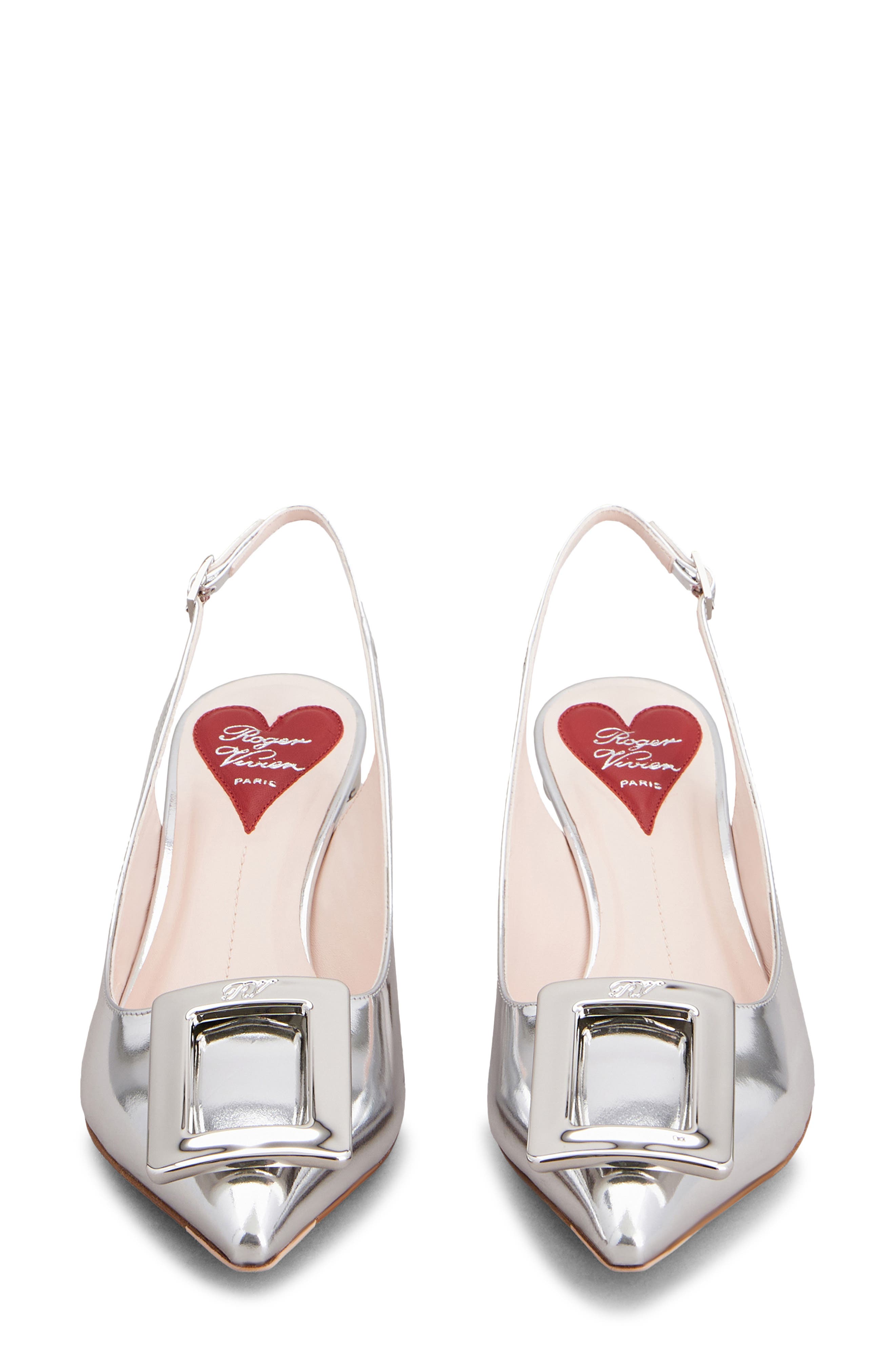 Roger Vivier Virgule Pointed Toe Slingback Pump, Alternate, color, Argento