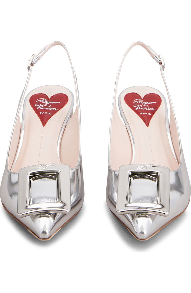 Roger Vivier Virgule Pointed Toe Slingback Pump, Alternate, color, Argento