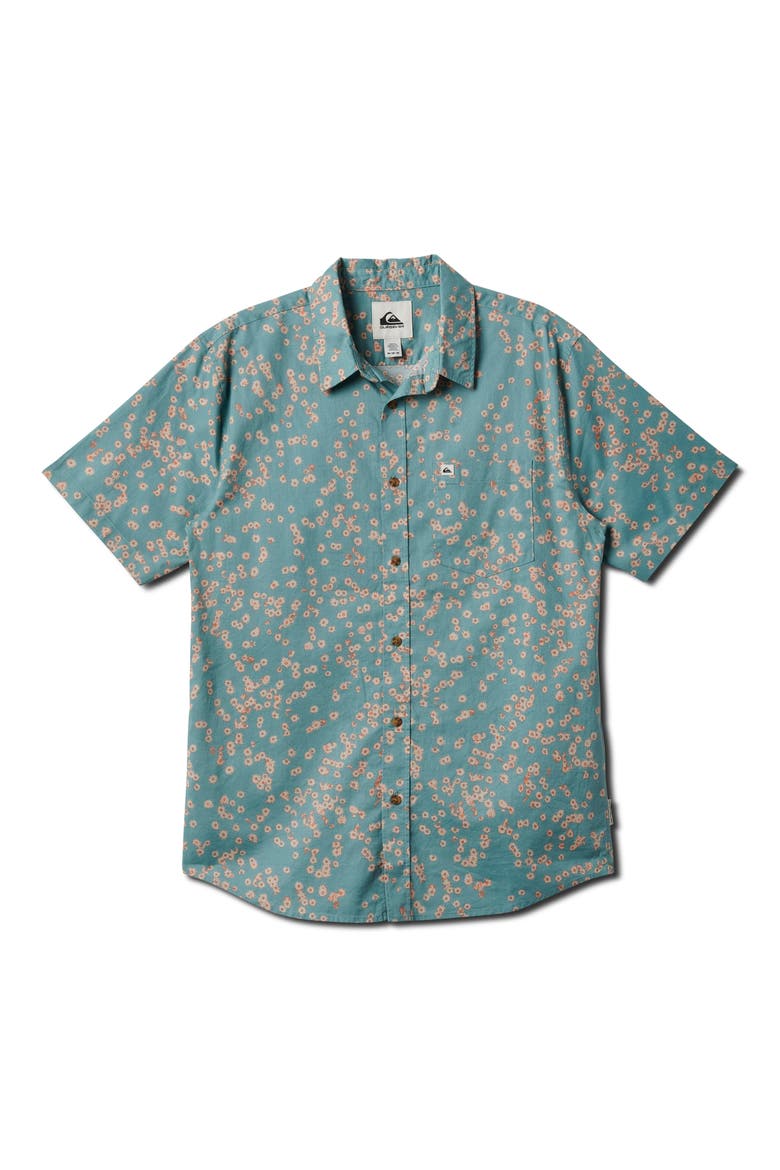 Cosmic Fields Classic Short Sleeve Button-Up Shirt, Main, color, JADE GRAY