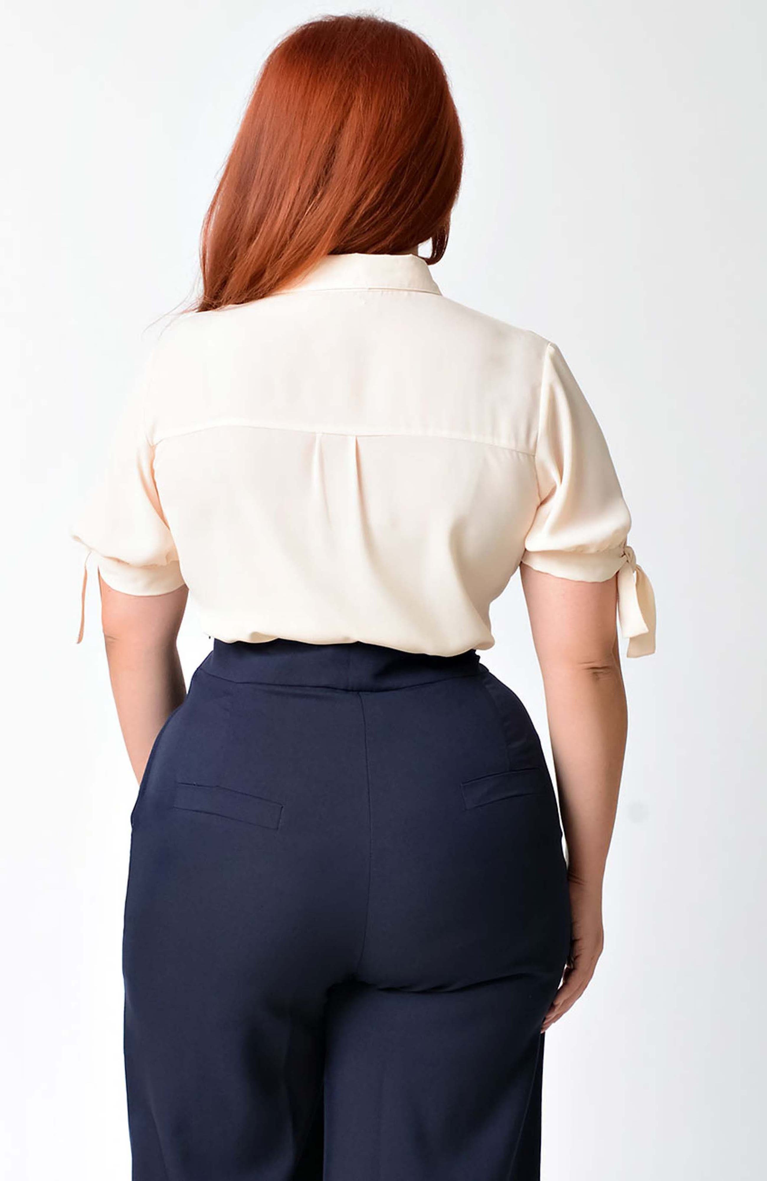 Plus Size 1950s Tie Cuff Blouse - image 2