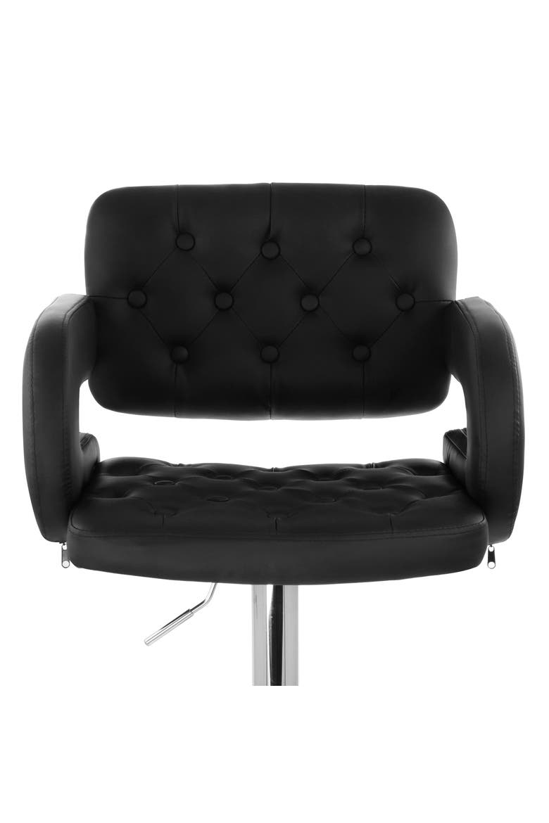 Faux Leather Tufted Bar Stool with Adjustable Height, Alternate, color, Black