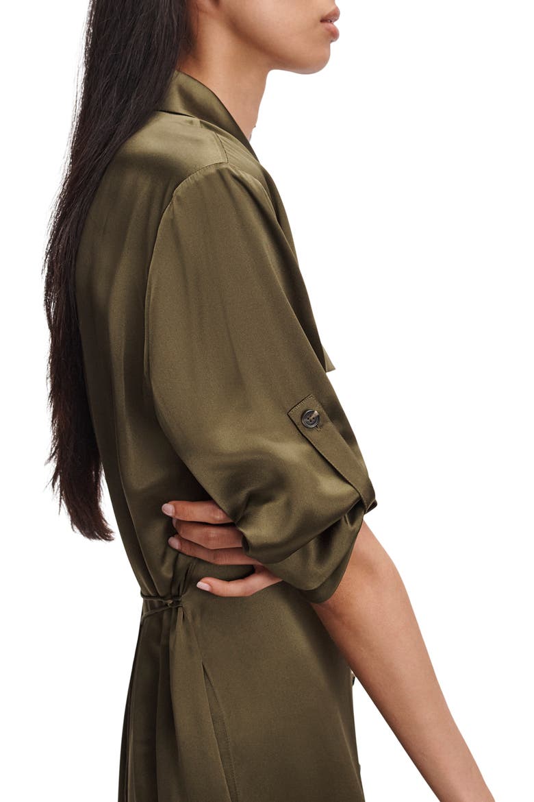 Sonny Silk Midi Shirtdress, Alternate, color, ARMY