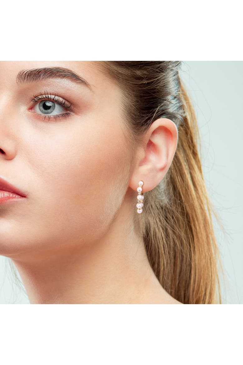 Pearl & White Topaz Hoop Earrings, Alternate, color, Cultured Pearl