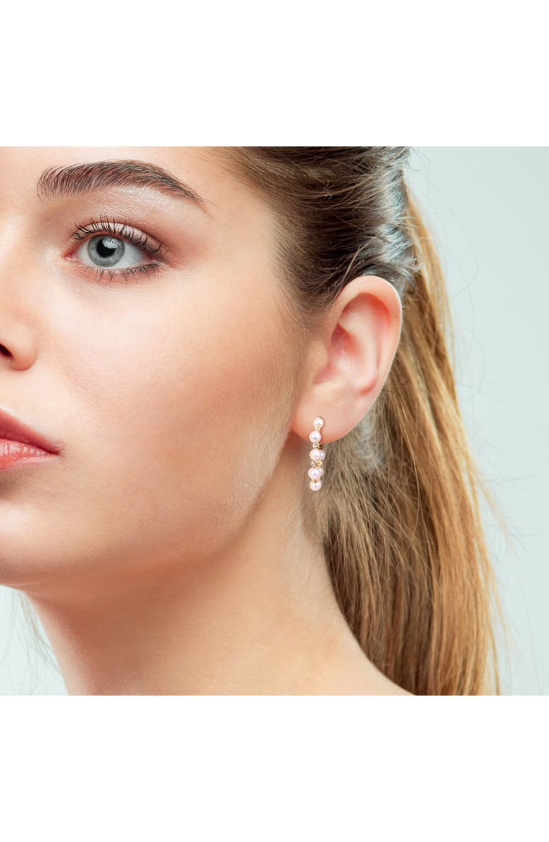 Julianna B. Pearl & White Topaz Hoop Earrings, Alternate, color, Cultured Pearl