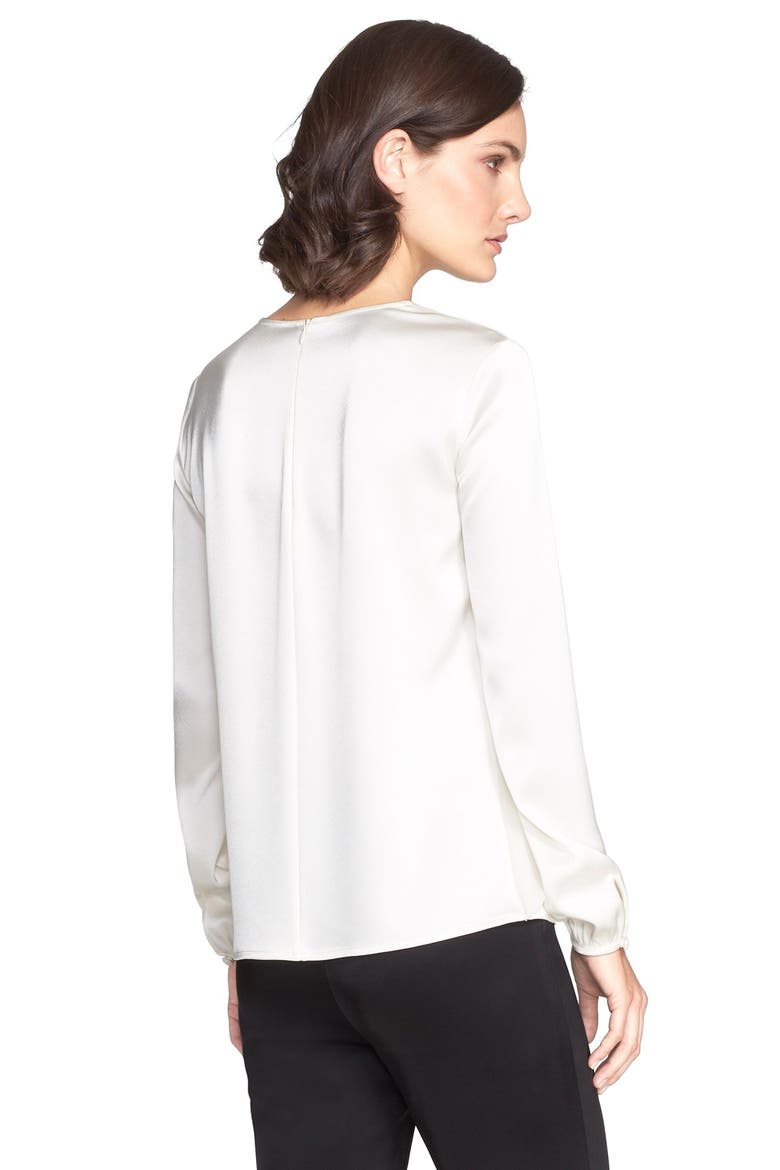 Draped Ruffle Liquid Satin Blouse, Alternate, color, CREAM