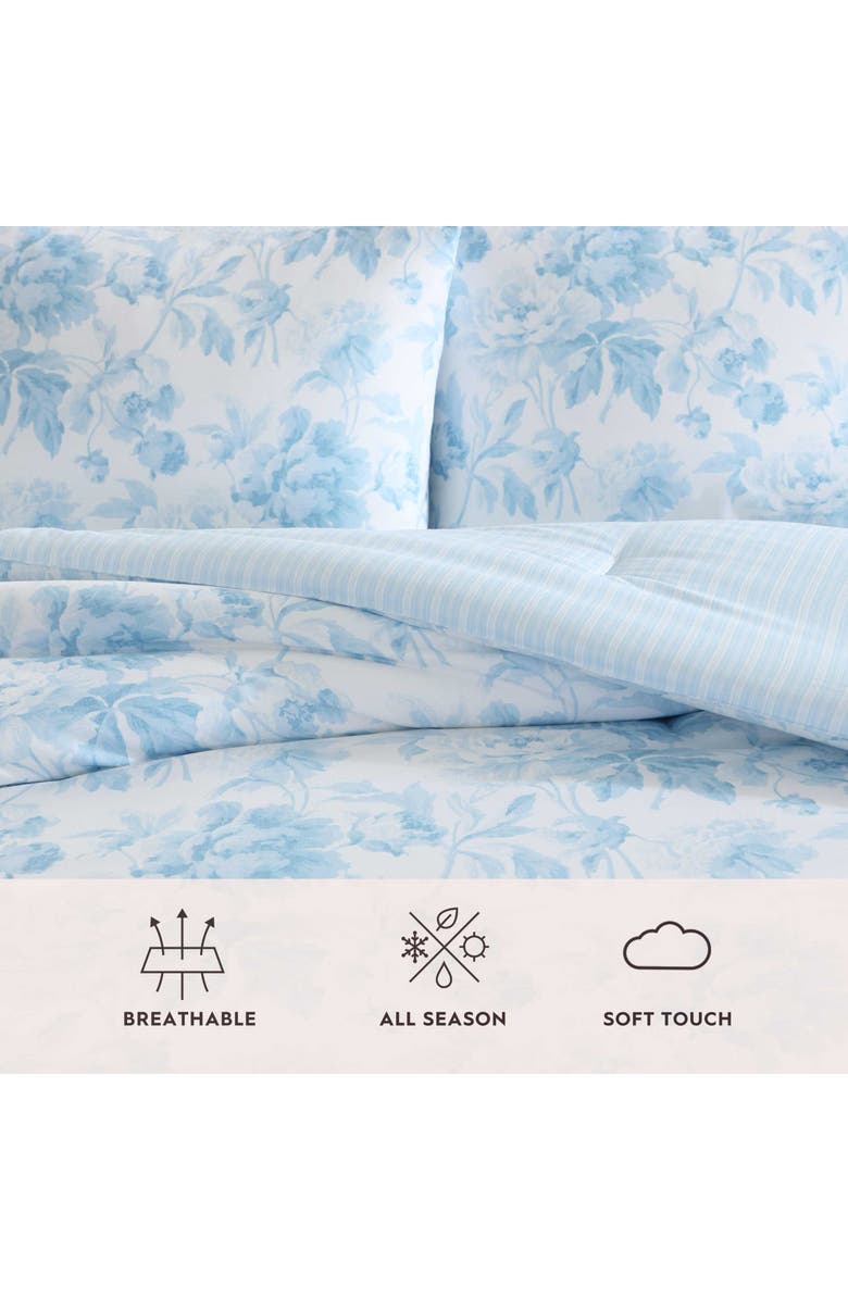 Laura Ashley Anja Toile Washed Microfiber Comforter Set, Alternate, color, Light/ Blue