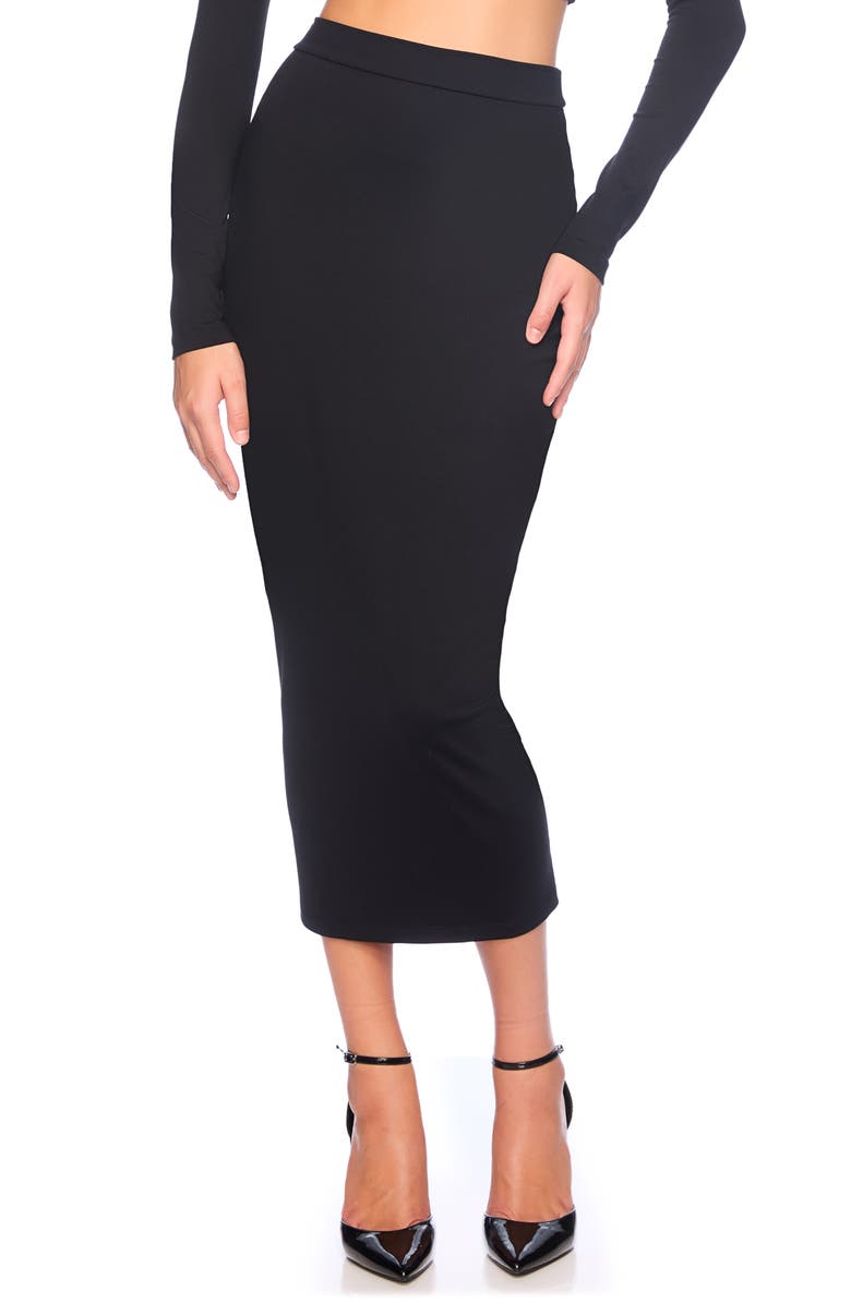 Susana Monaco Slim High Waist Stretch Midi Pencil Skirt, Main, color,