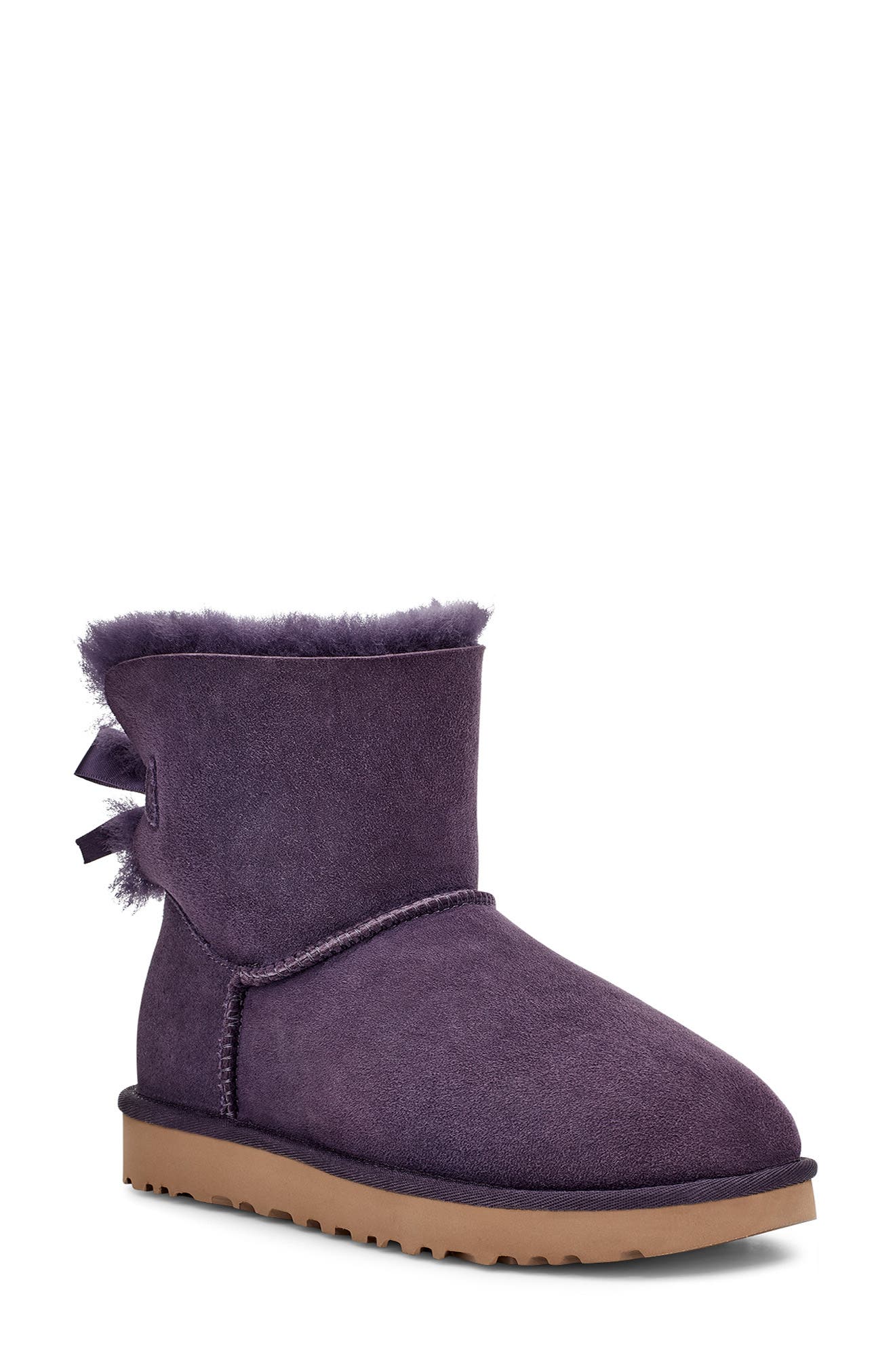 Mini Bailey Bow II Genuine Shearling Bootie, Main, color, NIGHTSHADE