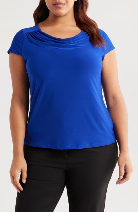 Cap Sleeve Cowl Neck Top (Plus)