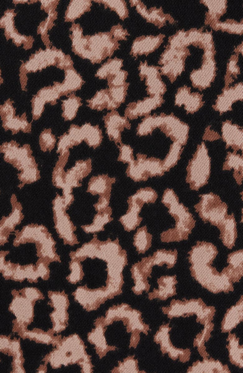 NIC+ZOE Abstract Animal Print Ruched Sleeve Trench Shirtdress, Alternate, color, Brown Multi