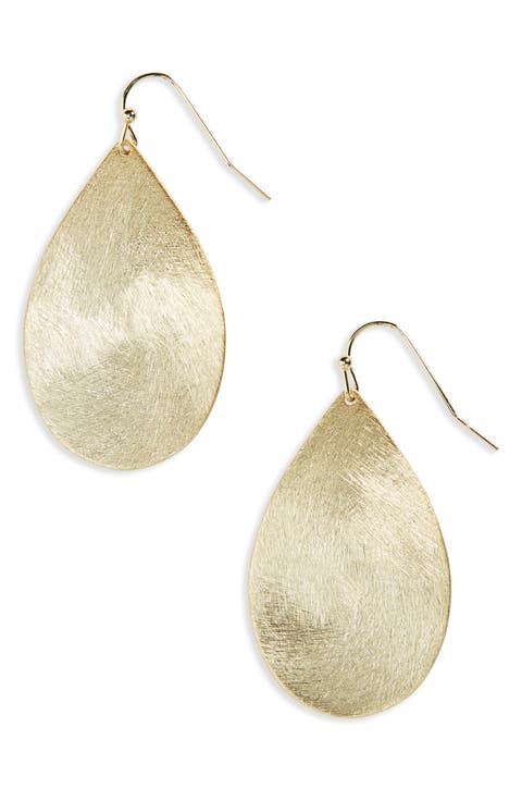 Large Brushed Teardrop Earrings