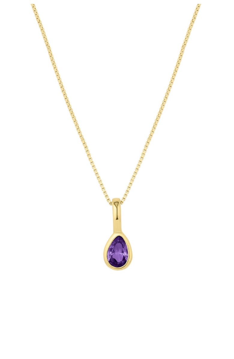 Set & Stones Teardrop Birthstone Necklace, Main, color, Gold / February