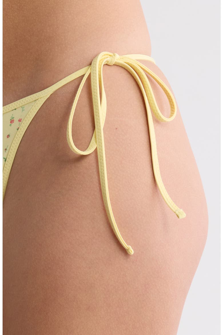 Corinne Side Tie Bikini Bottoms, Alternate, color, YELLOW FLORAL WALLPAPER
