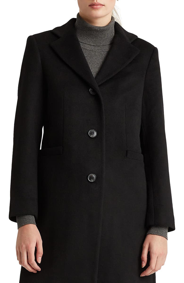 Lauren Ralph Lauren Reefer Wool Blend Coat, Alternate, color,