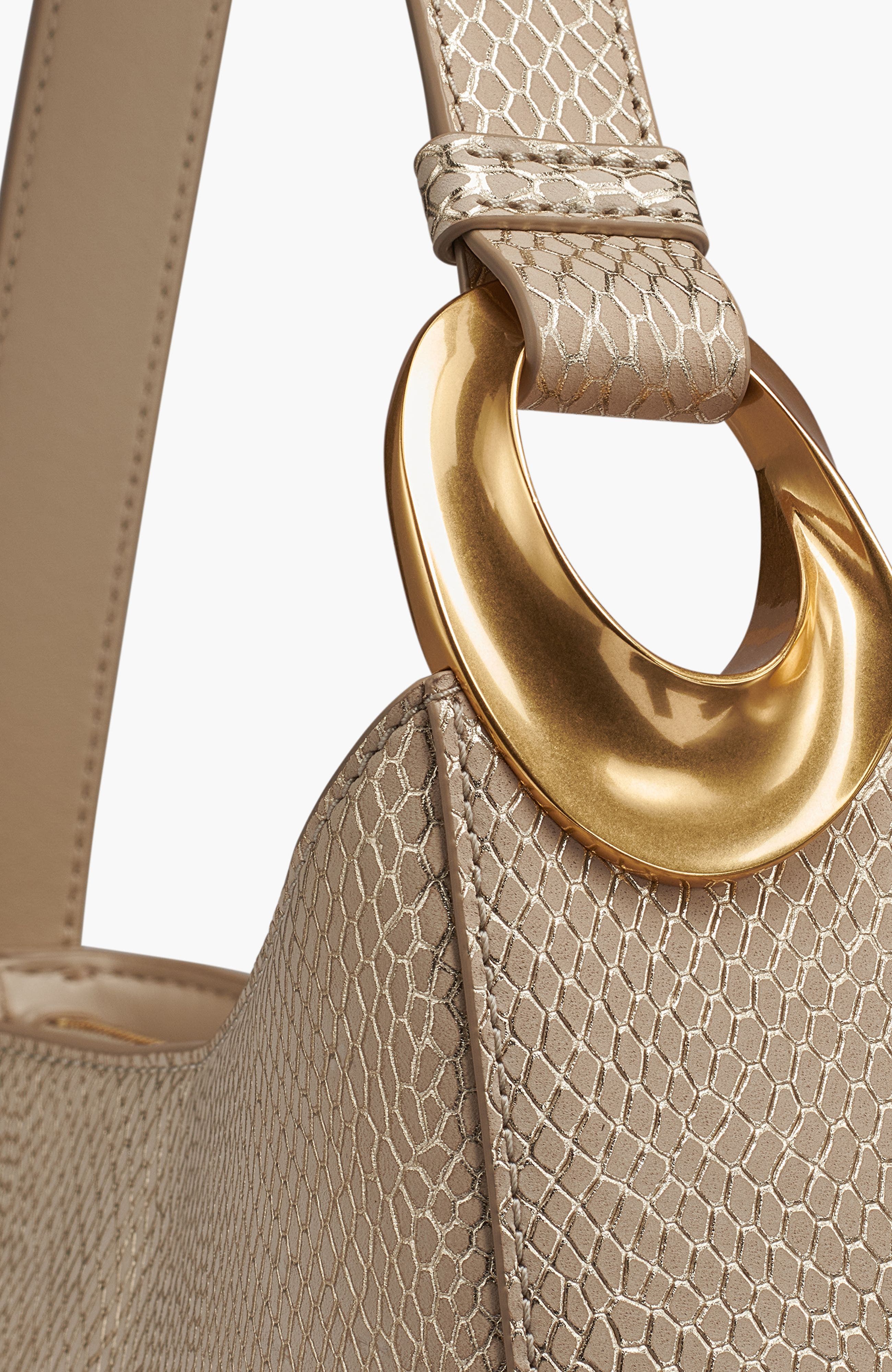 Donna Karan New York Jersey Snake Shoulder, Alternate, color, Metallic Bone